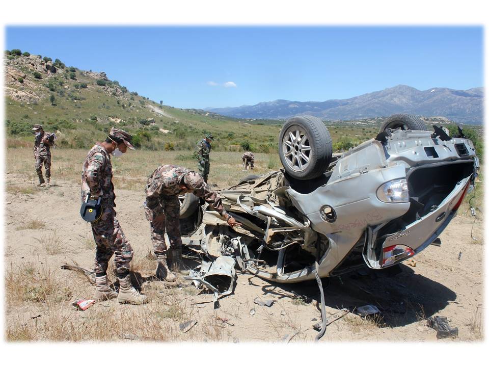 Students at post blast investigation site